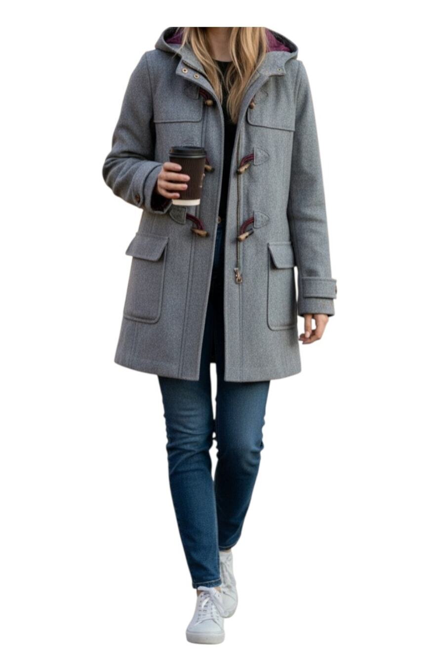 Tommy Hilfiger Gray Wool Toggle Duffle Hooded Coat Jacket Women's XL